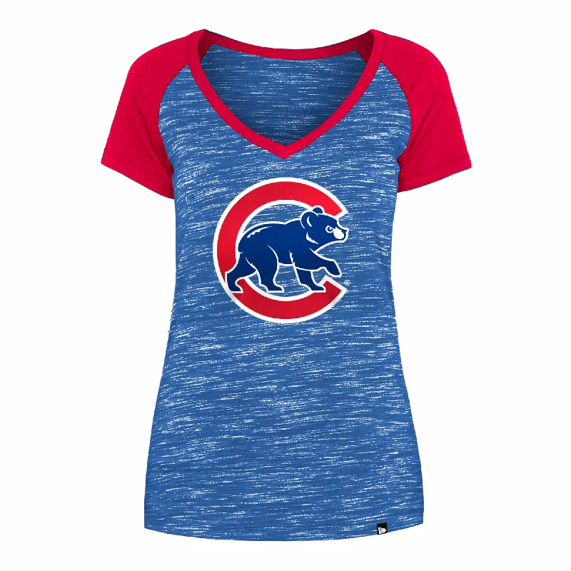 Exclusive Deal Chicago Cubs Women's Two Tone Walking Bear V-Neck T-Shirt