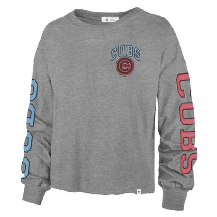 Huge Savings Chicago Cubs Women's Ultra Max Parkway Cropped Long Sleeve T-Shirt
