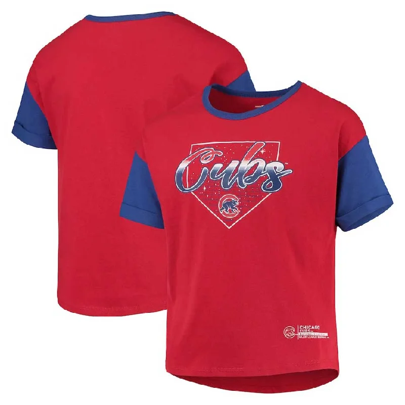 Special Price Chicago Cubs Youth Girls Bleacher Cuffed T-Shirt