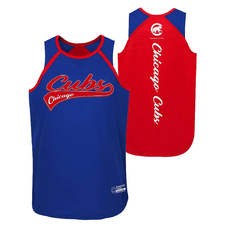 Super Bargain Chicago Cubs Youth Girls Double Up Ringer Tank Top