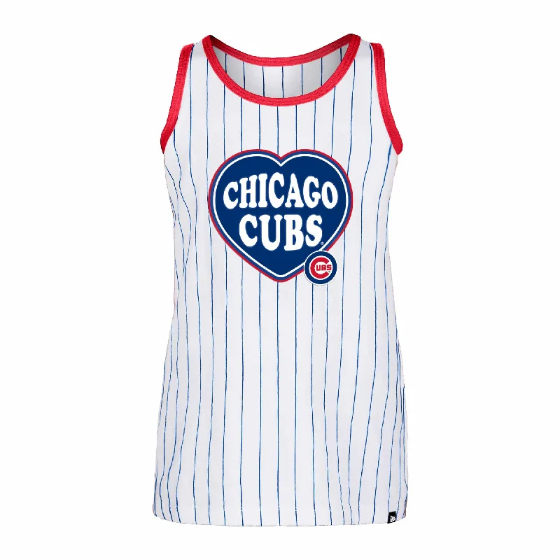 Huge Discounts Chicago Cubs Youth Girls Heart Pinstripe Tank Top