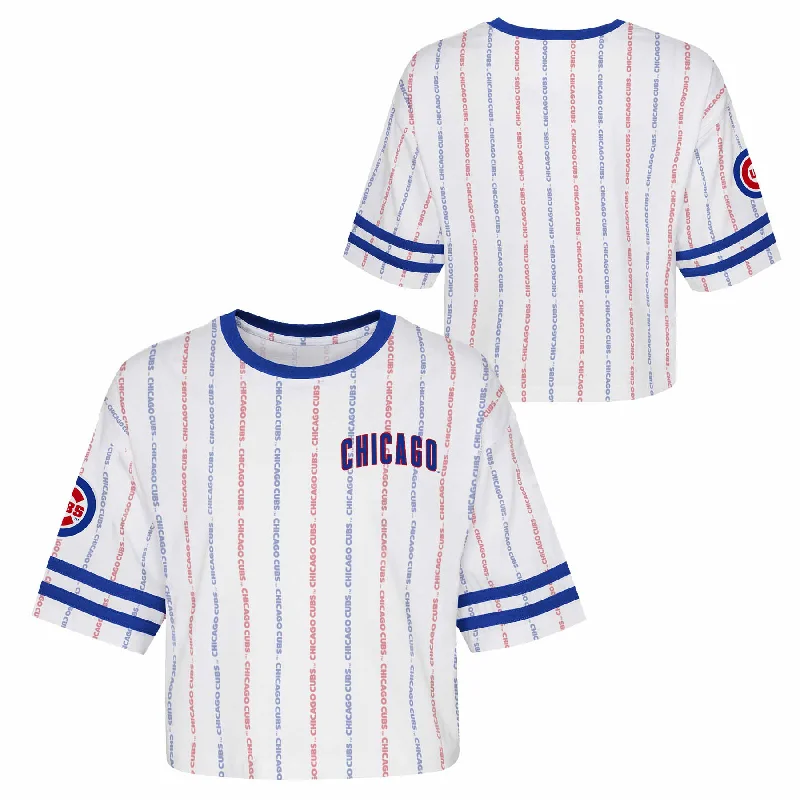 Super Sale Chicago Cubs Youth Girls Type Stripe T-Shirt