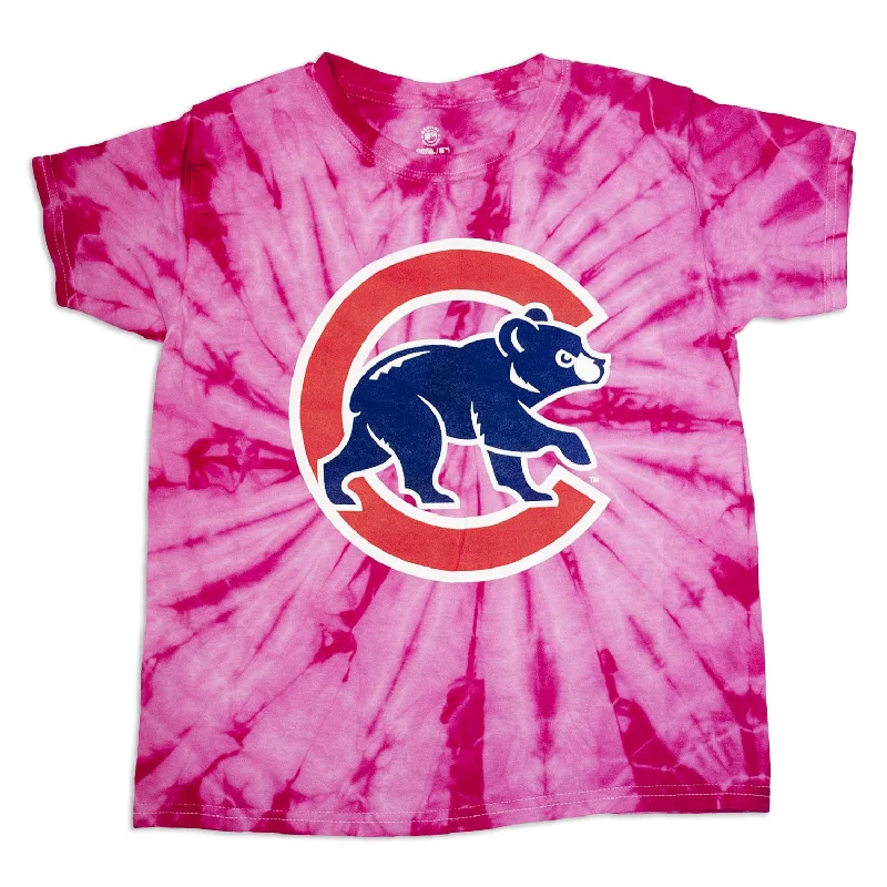 Markdown Sale Chicago Cubs Youth Pink Tie-Dye Walking Bear T-Shirt