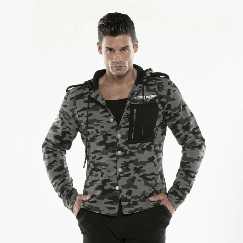 Weekend Steals Await Code 22 hooded shirt jacket 9714 camouflage grey