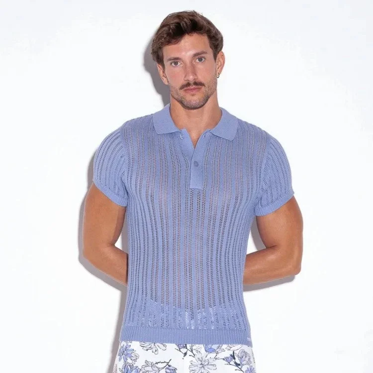 Reduced Price Code 22 knit polo shirt 7003 sky blue