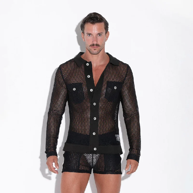 Fantastic Savings Code 22 Openwork 9739 mesh shirt black