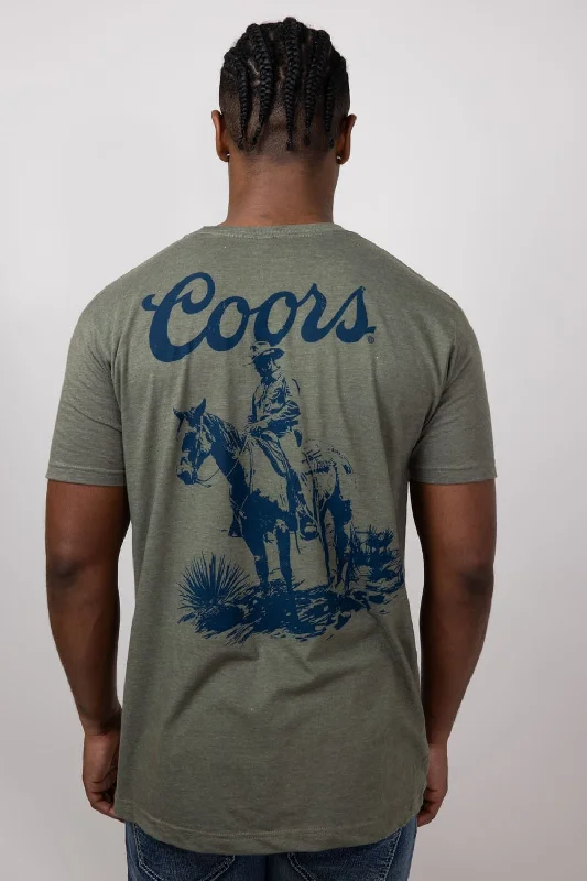 Amazing Deals Coors Lone Cowboy T-Shirt for Men in Green | 17642-205A-GREEN
