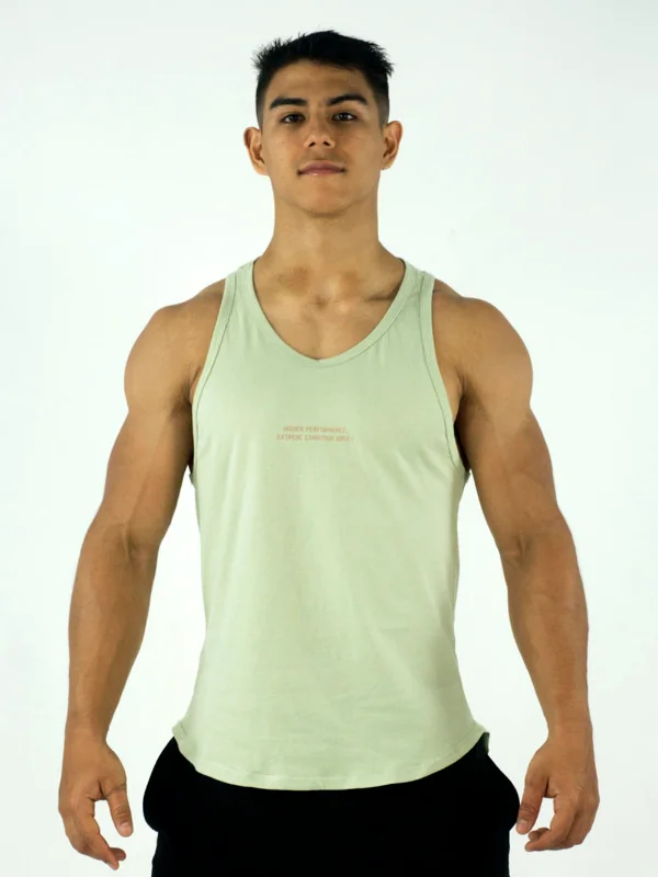 Hurry Up Men's Cotton Muscle Shirt- Light Green