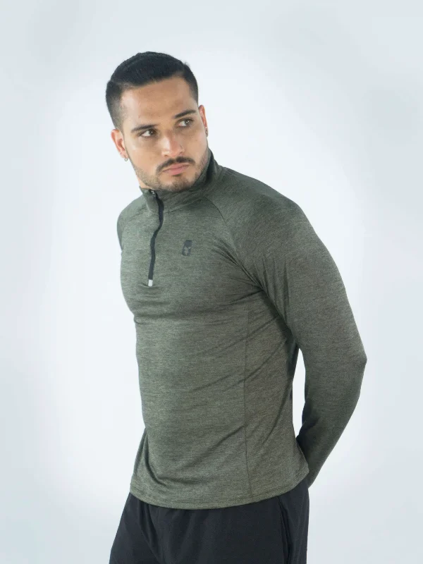 New Arrival Men's Long Sleeve with zipper- Green Army