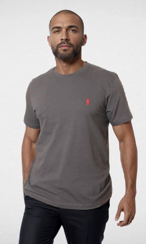 Low Prices Men Basic Round T-shirt (Dark Grey)