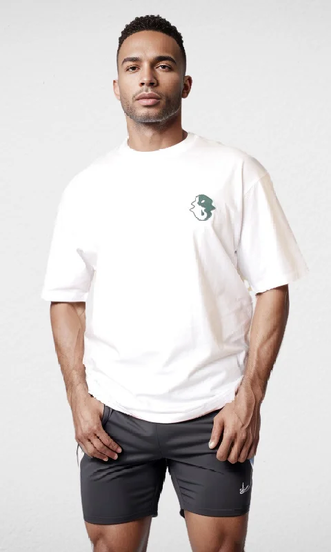 Huge Discounts Men T-shirt (White With Green Logo)