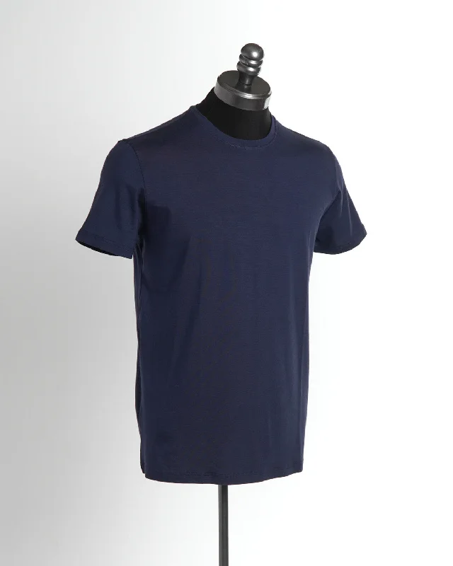 Clearance Items Micro Modal Basel Solid Navy Crew Neck T-Shirt