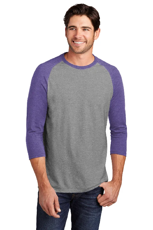Crazy Deals District Mens Perfect Tri 3/4 Sleeve Crewneck T-Shirt - Grey Frost/Purple Crazy Deals District Mens Perfect Tri 3/4 Sleeve Crewneck T-Shirt - Grey Frost/Purple
