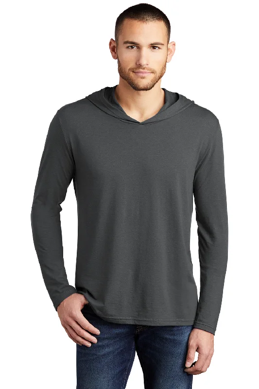 Special Price District Mens Perfect Tri Long Sleeve Hooded T-Shirt Hoodie - Charcoal Grey