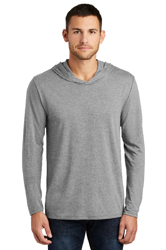 Seasonal Sale District Mens Perfect Tri Long Sleeve Hooded T-Shirt Hoodie - Grey Frost