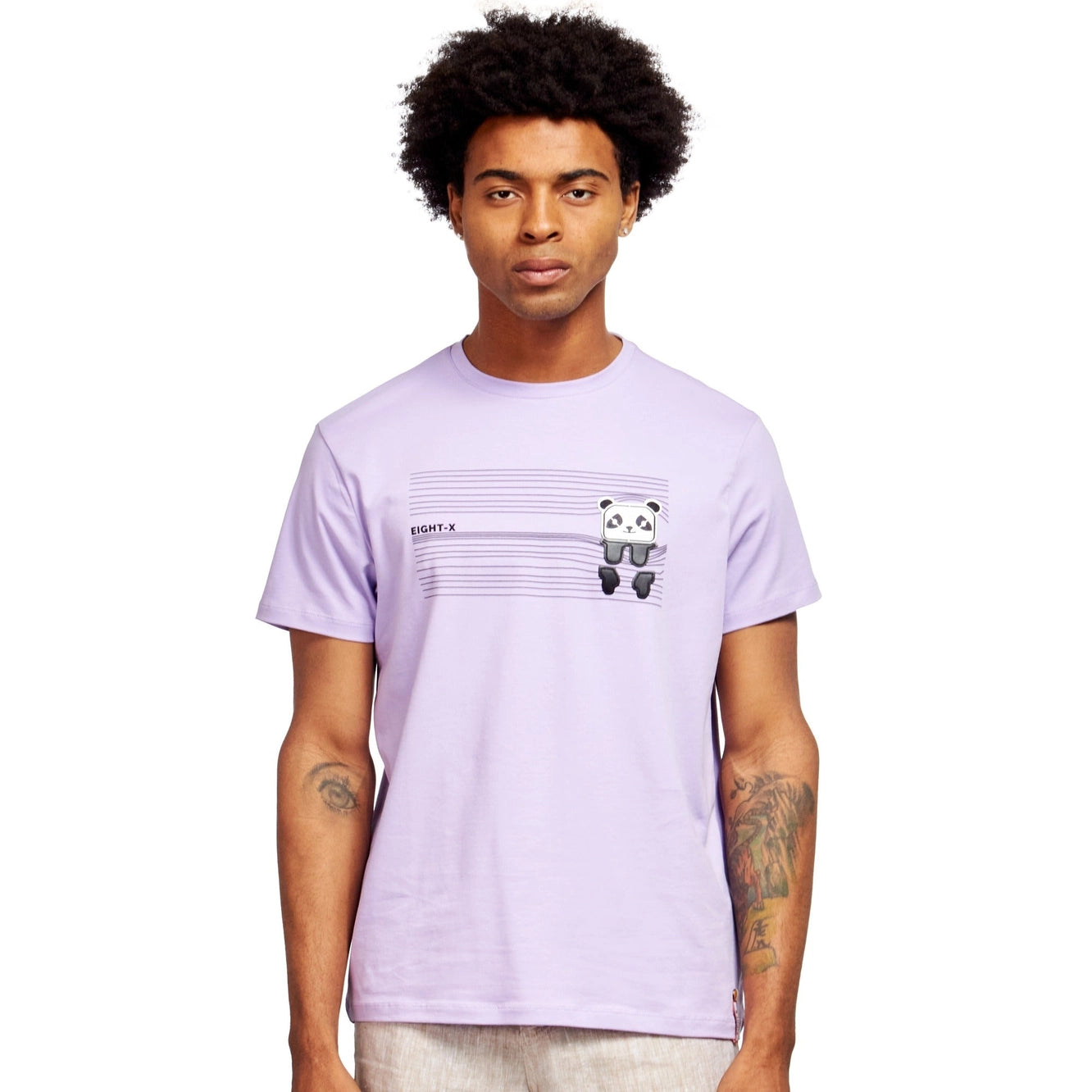 Year-End Deals Eight X Peek-A-Boo Panda textured graphic t-shirt purple