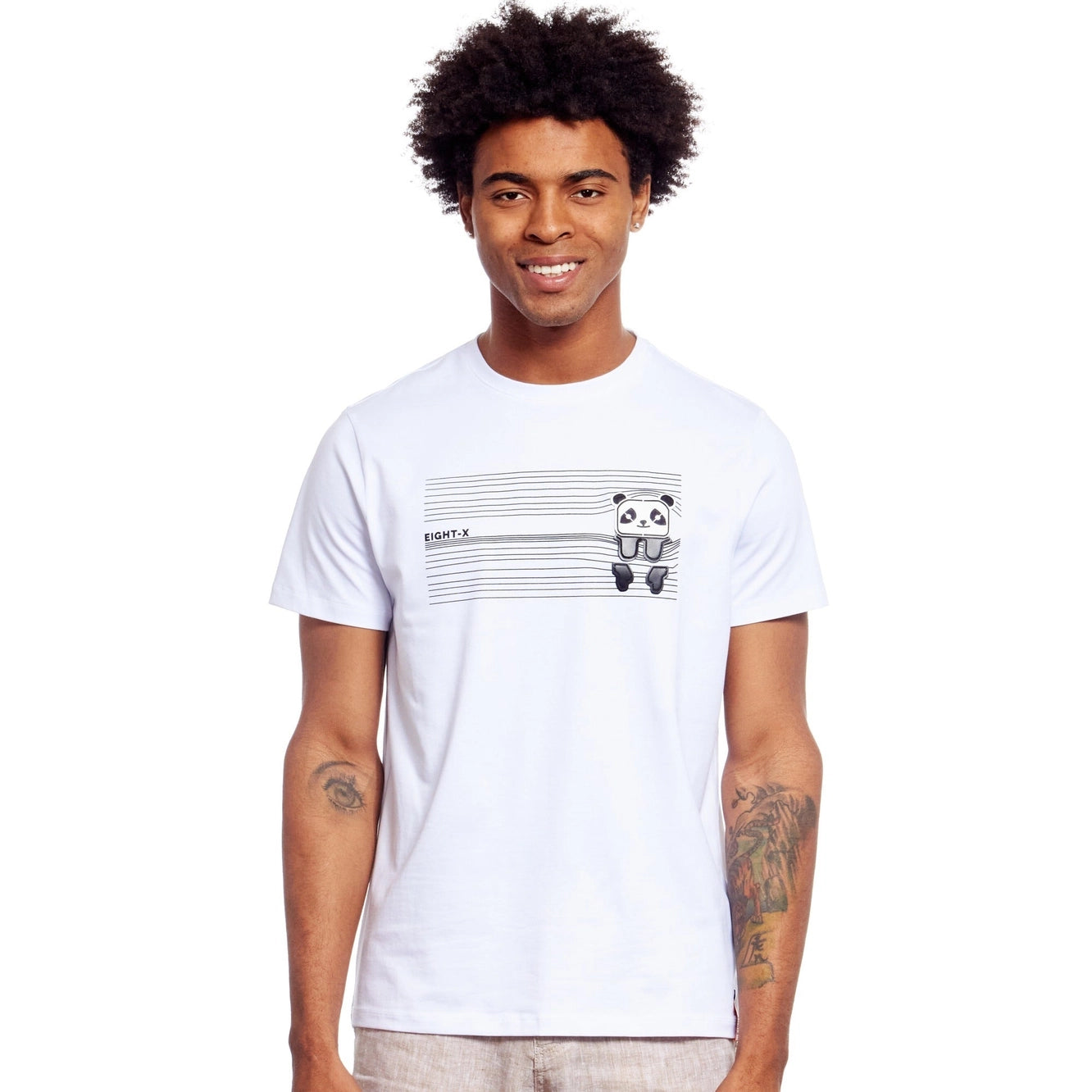 While Supplies Last Eight X Peek-A-Boo Panda textured graphic t-shirt white