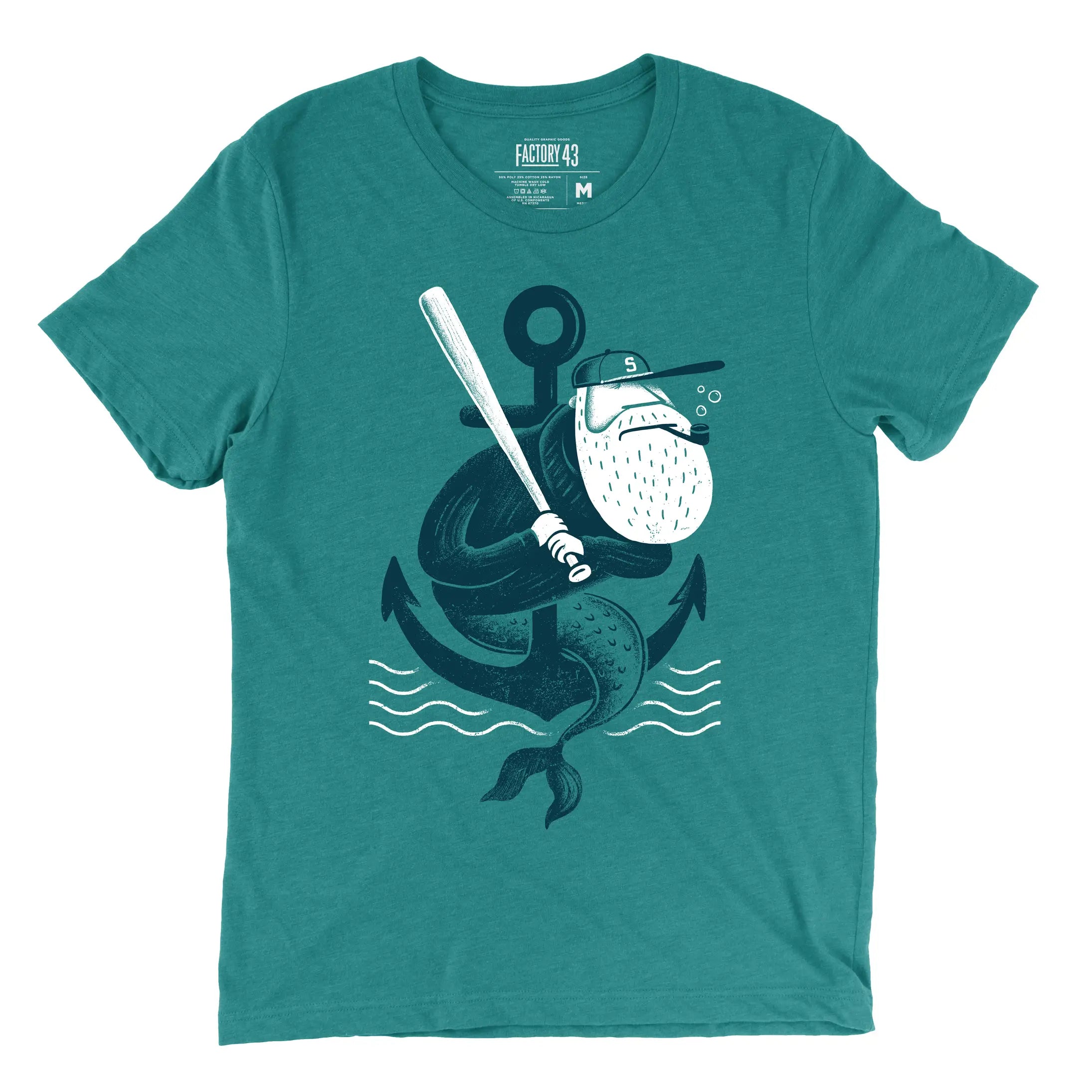 Weekend Shopping Extravaganza Factory 43 Salty Sea slim fit t-shirt teal