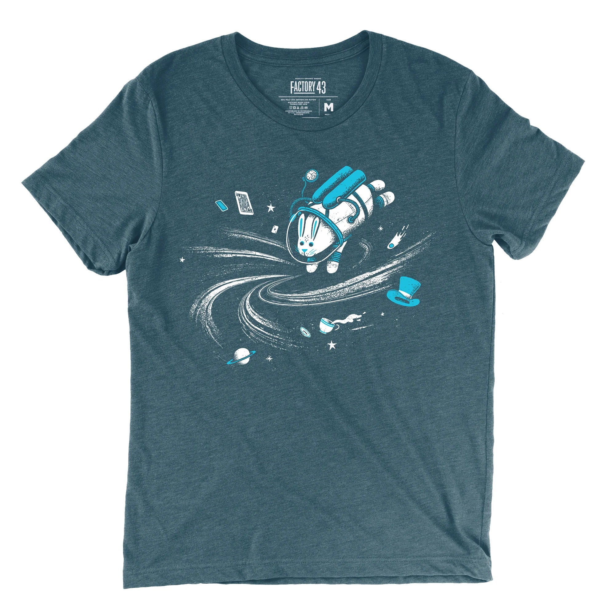 Weekend Bargains Galore Factory 43 White Rabbit/Black hole slim fit t-shirt indigo