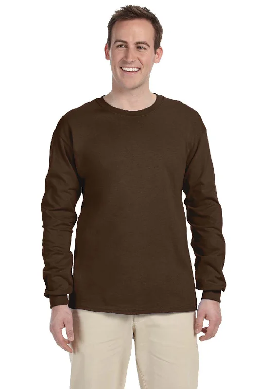 Reduced Prices Fruit Of The Loom Mens HD Jersey Long Sleeve Crewneck T-Shirt - Chocolate Brown Reduced Prices Fruit Of The Loom Mens HD Jersey Long Sleeve Crewneck T-Shirt - Chocolate Brown