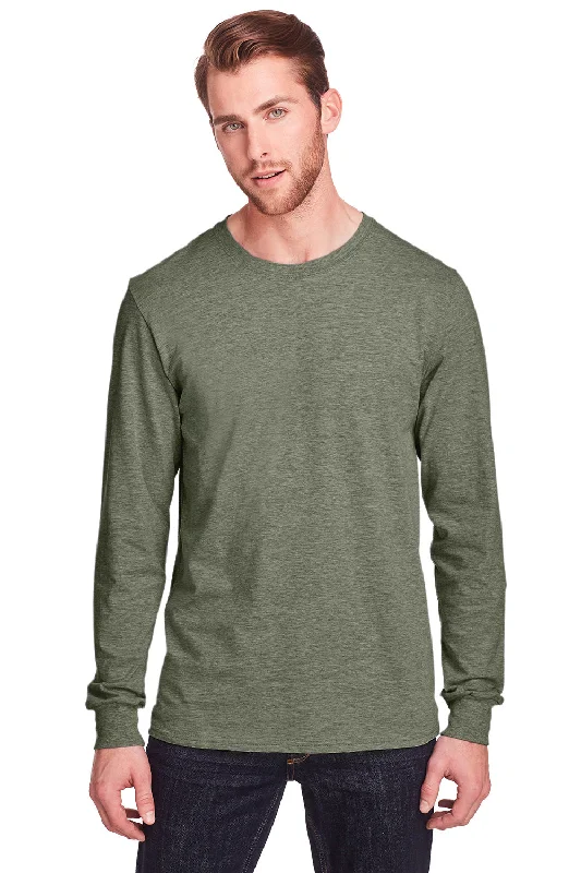 Special Promotion Fruit Of The Loom Mens Iconic Long Sleeve Crewneck T-Shirt - Heather Military Green Special Promotion Fruit Of The Loom Mens Iconic Long Sleeve Crewneck T-Shirt - Heather Military Green