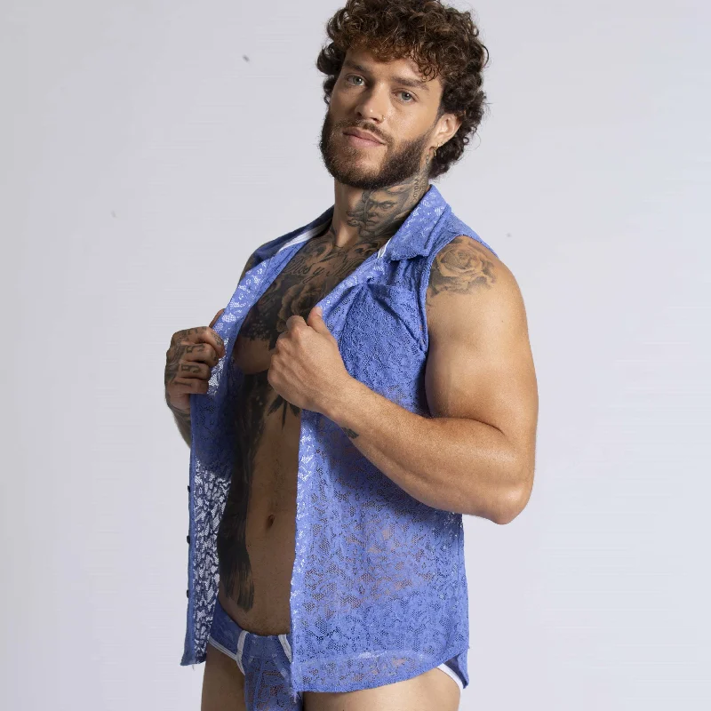 Major Deal Gigo Paradise lace sleeveless shirt blue