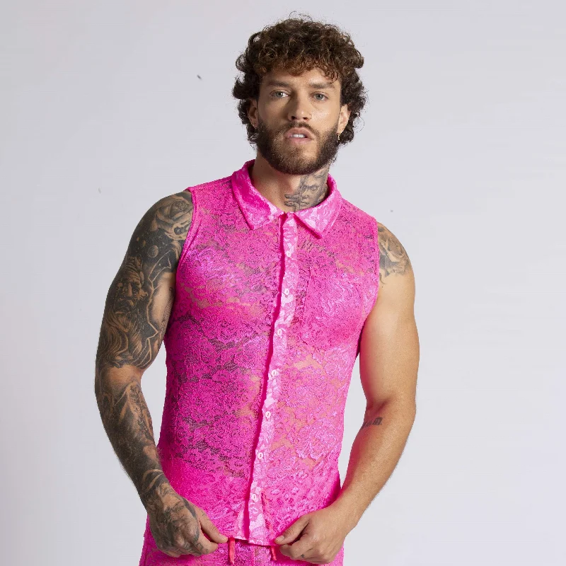 Limited Supply Gigo Paradise lace sleeveless shirt fuchsia