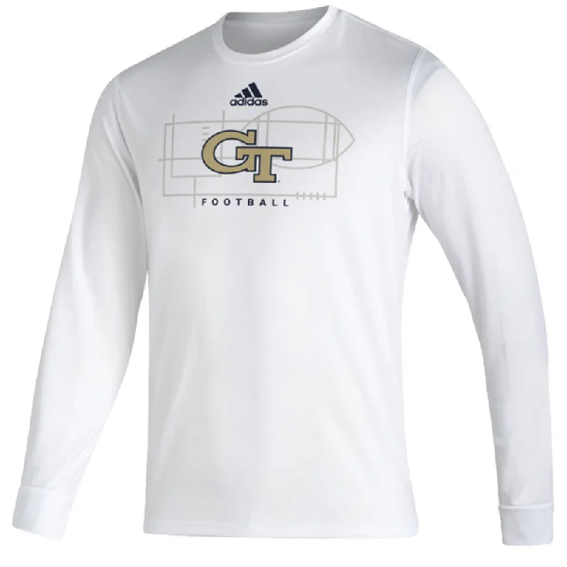 Referral Discount Georgia Tech Yellow Jackets Adidas Football Long Sleeve T-Shirt