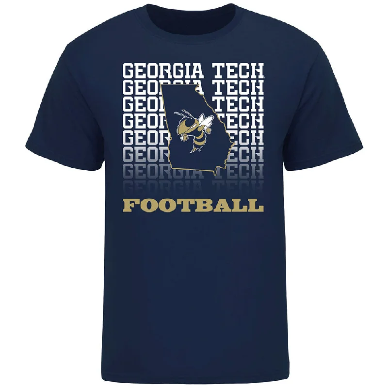 Loyalty Reward Georgia Tech Wordmark Repeat Fade Football T-Shirt