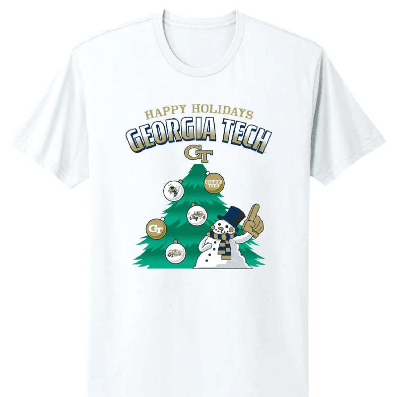 Lowest Price Georgia Tech Yellow Jackets Happy Holiday White T-Shirt