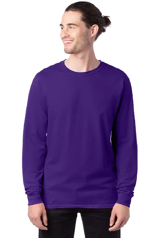 Limited Quantity Hanes Mens ComfortSoft Long Sleeve Crewneck T-Shirt - Athletic Purple Limited Quantity Hanes Mens ComfortSoft Long Sleeve Crewneck T-Shirt - Athletic Purple