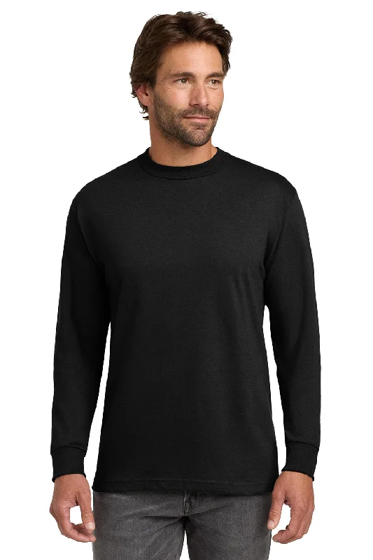 Mega Discount Hanes Mens Beefy-T Long Sleeve Crewneck T-Shirt - Black