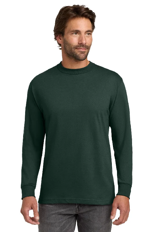 Price Reduction Hanes Mens Beefy-T Long Sleeve Crewneck T-Shirt - Deep Forest Green
