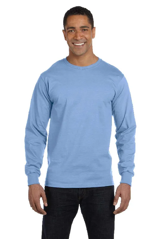 Flash Deal Hanes Mens Beefy-T Long Sleeve Crewneck T-Shirt - Light Blue