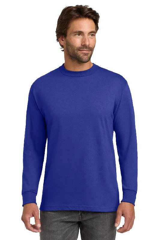 Value Deals Hanes Mens Beefy-T Long Sleeve Crewneck T-Shirt - Deep Royal Blue