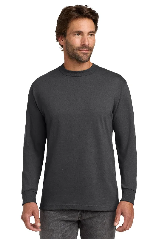 Quick Sale Hanes Mens Beefy-T Long Sleeve Crewneck T-Shirt - Smoke Grey