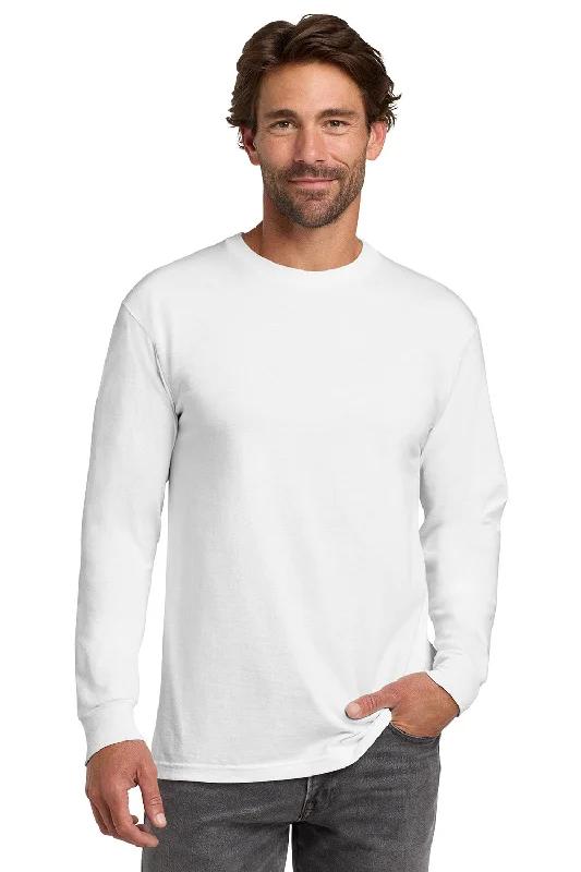 Can't Resist Hanes Mens Beefy-T Long Sleeve Crewneck T-Shirt - White