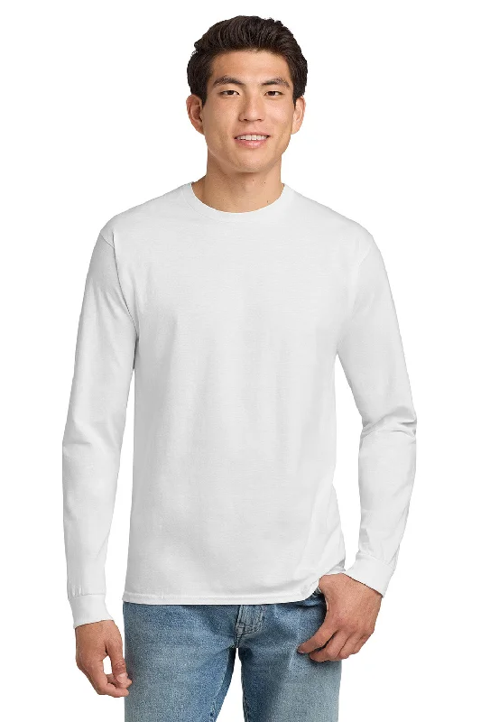 Closeout Deal Hanes Mens ComfortSoft Long Sleeve Crewneck T-Shirt - White
