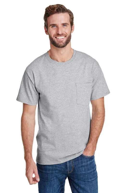 Hot Deal Hanes Mens Workwear UPF 50+ Short Sleeve Crewneck T-Shirt w/ Pocket - Light Steel Grey Hot Deal Hanes Mens Workwear UPF 50+ Short Sleeve Crewneck T-Shirt w/ Pocket - Light Steel Grey