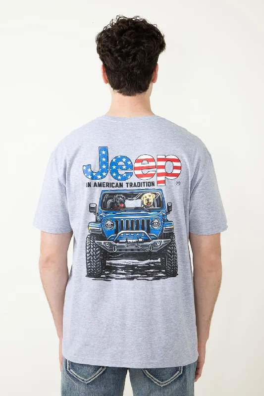 Massive Deals Jeep USA Labs T-Shirt in Heather Grey | 3074-HEATHERGREY