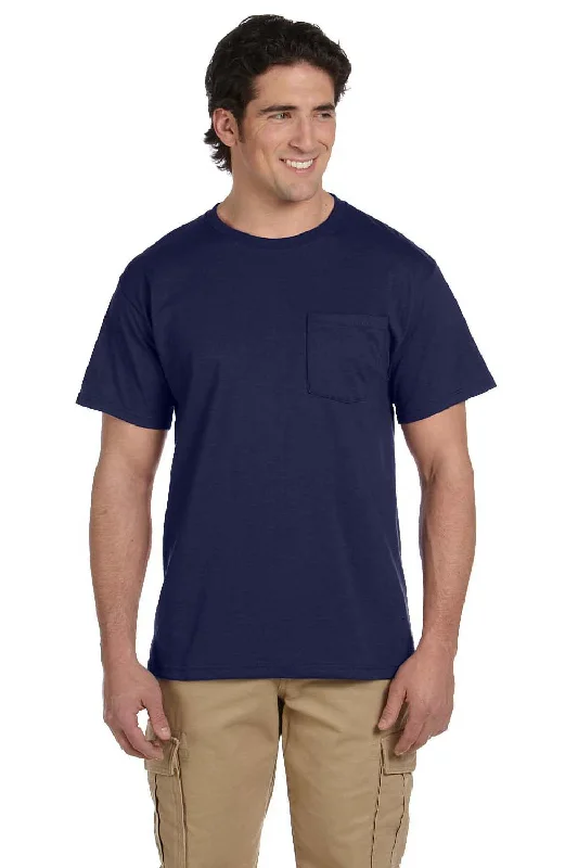 Mega Sale Jerzees Mens Dri-Power Moisture Wicking Short Sleeve Crewneck T-Shirt w/ Pocket - Navy Blue