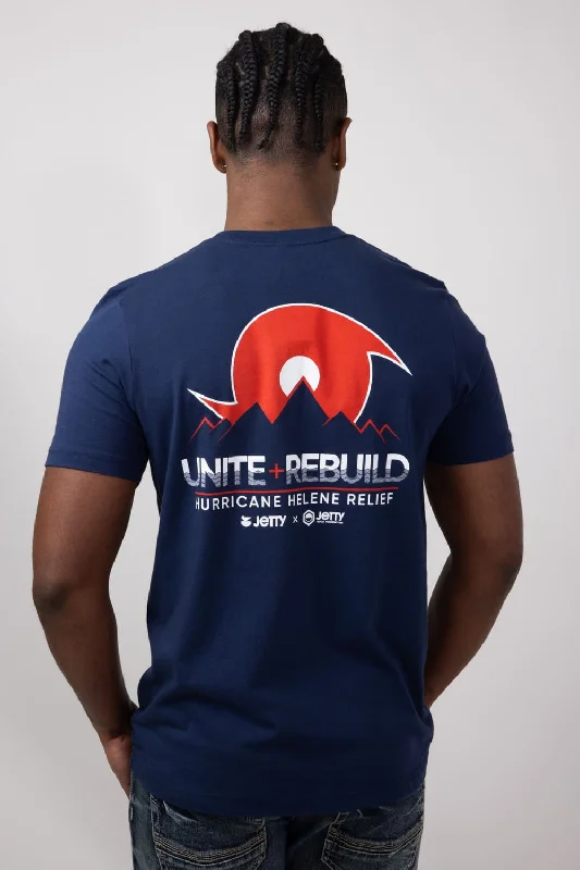 Crazy Deals Jetty Hurricane Helene Relief Tee for Men in Navy | SDHELE-MTNVY