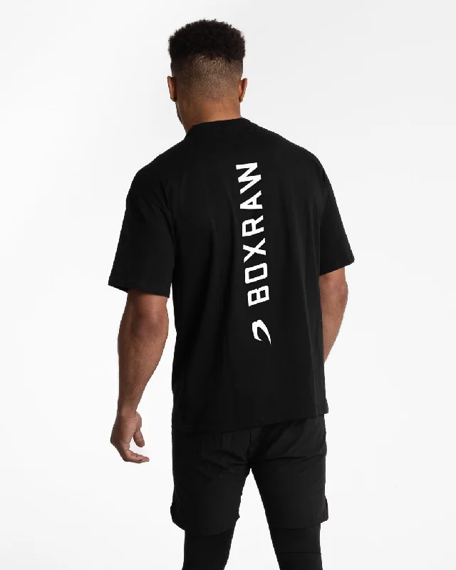 Weekend Wonders Await! Lineal Oversized T-Shirt - Black