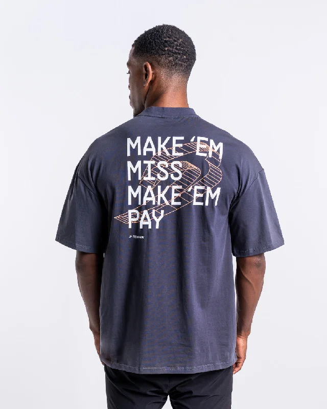 Limited Supply Make 'Em Miss Oversized T-Shirt - Charcoal