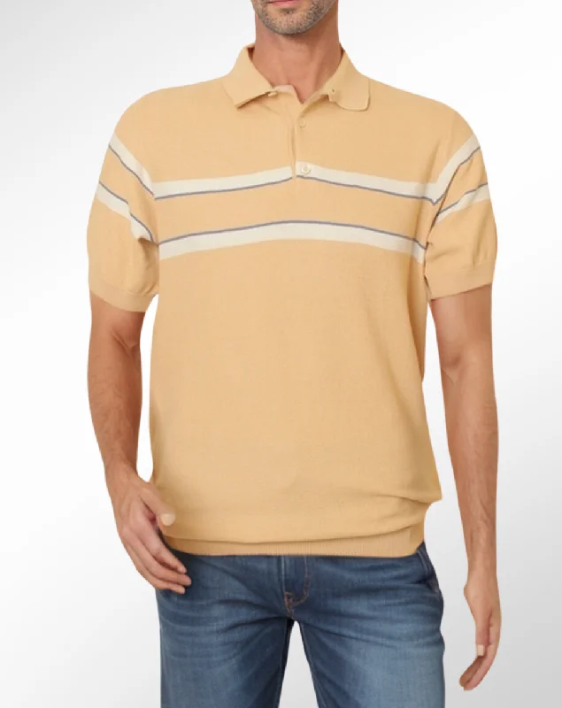 Amazing Deals Men Knitted Striped T-Shirt (Beige)