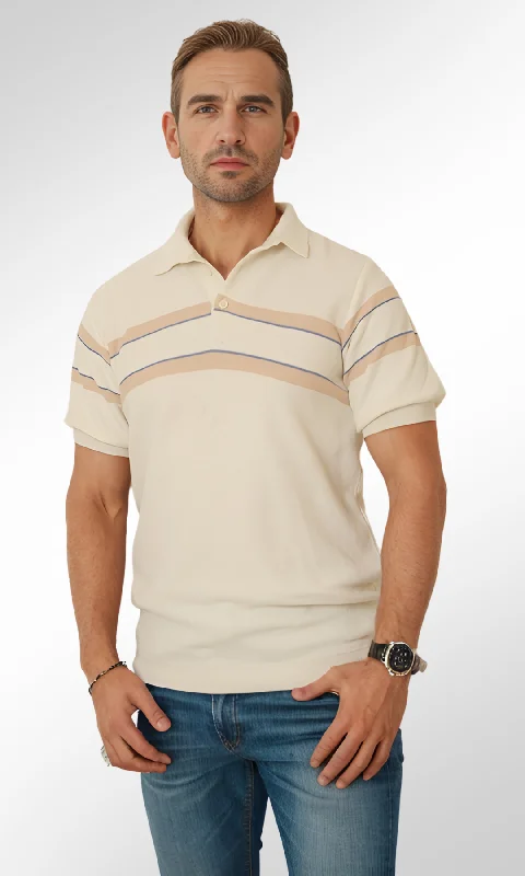 Crazy Deals Men Knitted Striped T-Shirt (Off White)