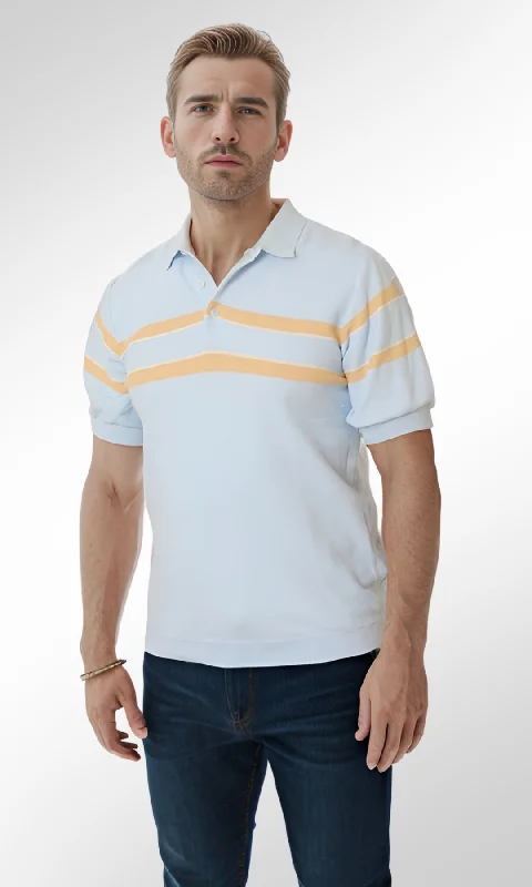 Buy Now Men Knitted T-Shirt (Striped Light)-(Baby Blue)