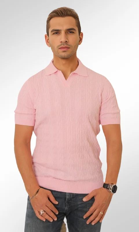 Daily Deals Men Knitted Triko T-Shirt (Pink)