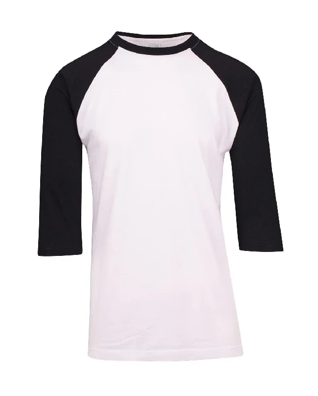Hot Deal Mens 3/4 Sleeve Raglan Tee - White/Black