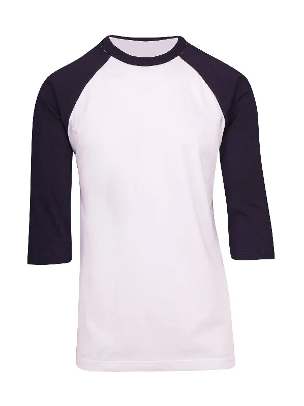 New Arrival Mens 3/4 Sleeve Raglan Tee - White/Navy